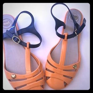 Mel by Melissa jelly sandals size7 blue and orange
